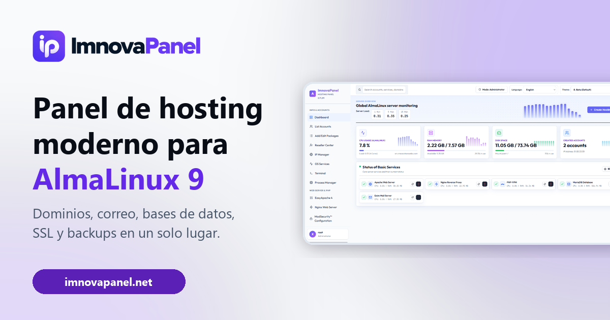 ImnovaPanel |Admin hosting panel